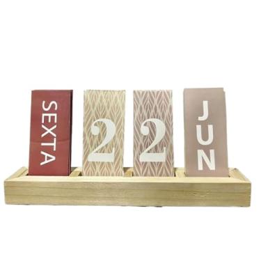 Imagem de Calendário de Mesa Decorativo com Plaquinhas para Mesa Escritório Decoração Casa(ROSA)