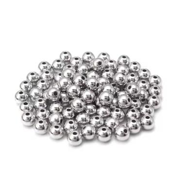 Imagem de 4/5/6/8/mm com furo CCB acessórios de cabelo de plástico acrílico bola espaçadora contas redondas soltas DIY pulseira colar borla pingentes joias femininas brinco pingente acessórios decorações (ródio