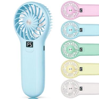 Imagem de Ventilador portátil portátil com bateria de 5000 mAh - Mini ventilador de alta velocidade de 15000 RPM, 5 velocidades ajustáveis, recarregável por USB, ventiladores de bolso de vento extra fortes para
