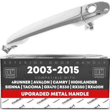 Imagem de Maçaneta e tampa da porta do motorista dianteiro/passageiro, metal atualizado - compatível com Toyota Tacoma 05-15, 05-09 4Runner, 07-11 Camry; Lexus GX470 03-09 - todo cromado - OEM 69210-58010,