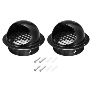 Imagem de PATIKIL Capa redonda de ventilação de 7,6 cm, pacote com 2 unidades de aço inoxidável para saída de ar de saída de escape de ventilação externa de aço inoxidável para exaustor de dutos HVAC, preto