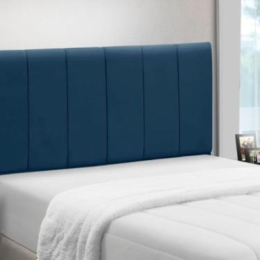 Imagem de Cabeceira Cama Box Estofada Madeira Queen Size Camila (Azul)