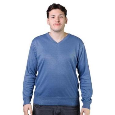 Imagem de Suéter Tricôt Gola V Masculino Broken Rules 590204 Azul-Masculino