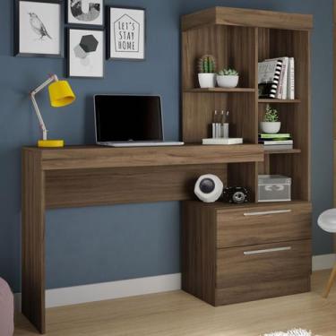 Imagem de Mesa para Computador 2 Gavetas Cartel Nogal Trend - Pnr Móveis, Marrom