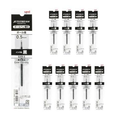 Imagem de Caneta esferográfica Mitsubishi Pencil Core substituição Jet stream monocromática para 0,5 mm preta 10 peças SXR5.24