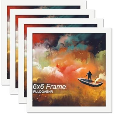 Imagem de FULDGAENR Conjunto de 4 porta-retratos 15 x 15 cm, molduras brancas para certificado de pôster fotográfico de 15 x 15 cm, moldura de parede/mesa de alta transparência com visor vertical horizontal