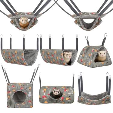 Imagem de Hedgeink Rede para furões, pacote com 8, rede de porquinho-da-índia, lavável, para rato, chinchila, acessórios para gaiola de hamster, brinquedos aconchegantes para cama de furão para animais pequenos