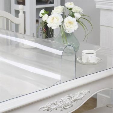 Imagem de Toalha de mesa transparente à prova d'água de PVC, vidro macio, protetor de mesa de centro para sala de estar, sala de jantar, decoração para casa, transparente, 70 x 120 cm, 27 x 47 pol.