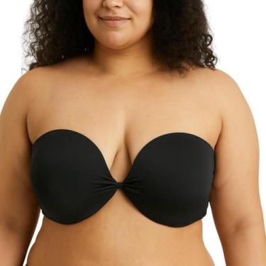 Imagem de Sutiã Top Decote Plus Size Reforçado Sem Alças Com Aro e Bojo Corpo Nú