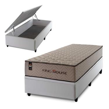 Imagem de Conjunto Box Baú Branco San Diego Bege 96x203x74 Espuma D33