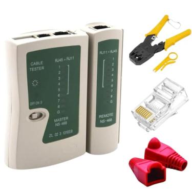 Imagem de Alicate Crimpar+Testador Cabo+100 Conector RJ45 Cat6+Capas Cor:Vermelho