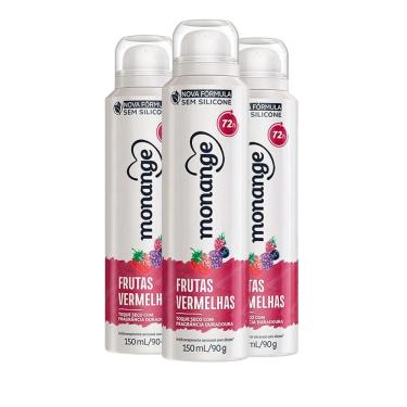 Imagem de Kit Desodorante Aerosol Monange Frutas Vermelhas 90g - 3 unidades