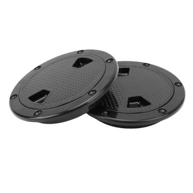 Imagem de Jiawu 2 PCs Hatch Boat Hatch, Placas de Convés de Inspeção Redonda de Barco Com Tampa Destacável, Anel de Borracha Espessada para o Barco de Iates Marítimos, Facilmente para Instalar (Preto)