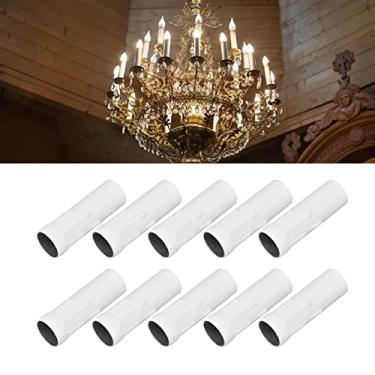 Imagem de Tampa do Soquete da Lâmpada Akozon E14, Tubo do Lustre de Cristal, Manga para Tubo de água Com Padrão de Rasgo de Vela, Tubo de Luz Pendente, Acessórios de Luminária (Branco)