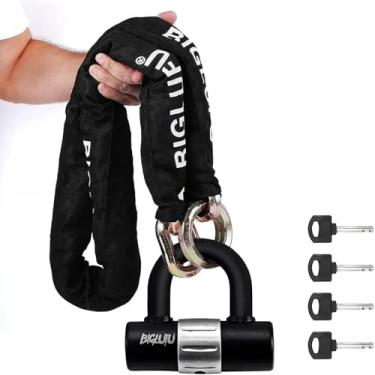 Imagem de BIGLUFU Cadeados de trava de motocicleta resistentes de 100 cm de comprimento, correntes de segurança à prova de corte de 15 mm, ideais para motocicletas, bicicletas, geradores, portões, bicicletas