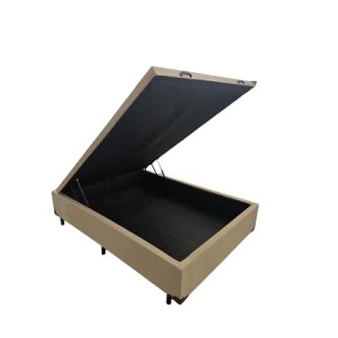 Imagem de Base Box Com Baú Casal Linho Bege 1,38 X 1,88 Reforçada