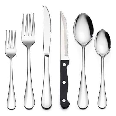 Imagem de Conjunto de talheres de aço inoxidável com 36 peças da Lianiyu, conjunto de talheres para 6 peças, utensílios de mesa modernos para cozinha, restaurante e hotel, pode ser lavado na lava-louças