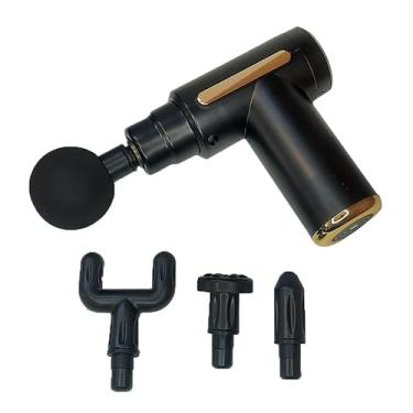 Imagem de Massageador Elétrico Muscular Relaxante Portátil Pistola de Massagem com 6 Velocidades, 4 Ponteiras, Recarregável USB Tipo C, Alívio de Dores, Estresse e Tensão – Cor Preta