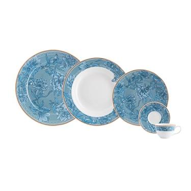 Imagem de Serviço de Jantar e Café 20 Peças em Porcelana, Modelo Izabel, com Saliência nas Extremidades, Coleção Atlântico, Schmidt Estilo, Porcelana Schmidt