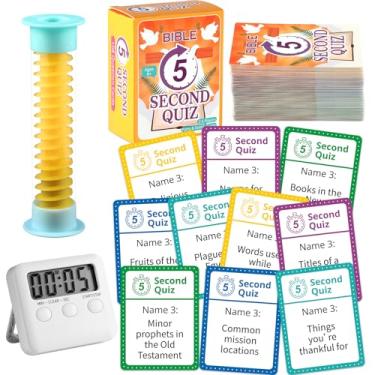 Imagem de Bible 5 Second Game 108 Christian Simple Question Cards Digital Timer and 5 Second Hourglass Jesus Question Card Games for VBS Adults Family Party Fun Travel Game Night Think Fast and Shout Out Answer