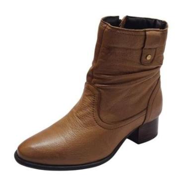 Imagem de Bota Cano Médio Couro de Carneiro Caramelo-Feminino