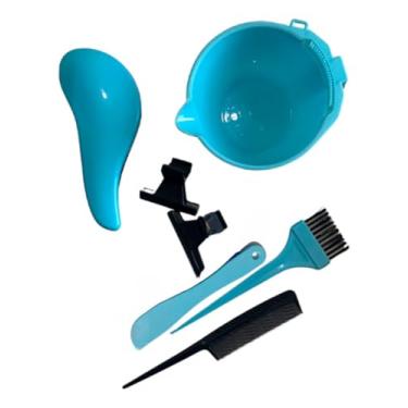 Imagem de Kit Química Master Profissional para Cabelereiro – Contém Escova Mágica, Cumbuca Graduada, Pente, Pincel, Espátula e Presilhas (Azul)