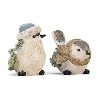 Imagem de Napco Mirra N Me Napco - Winter Birds Figurines - 2 Assorted Poses, Brushed Beige