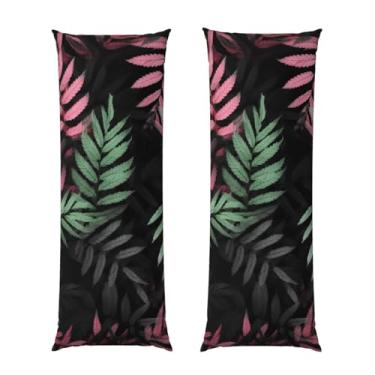 Imagem de Capa de travesseiro corporal com zíper oculto, fronha longa de microfibra macia e respirável para travesseiro corporal, preto rosa verde folhas capas de travesseiro para cama de presente de dormir 50
