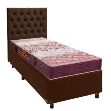 Imagem de Cama + Box Marrom e Colchão D26 Solteiro - Ortophedic Sankonfort + Cab