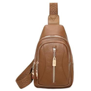 Imagem de GOIACII Bolsa Cossbody feminina com alça antifurto bolsa de viagem pochete de couro, Marrom