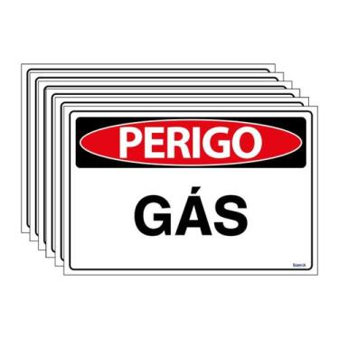 Imagem de Combo 6 Placas De Sinalização Perigo Gás 30x20 Ecom IA - SP21 F9e