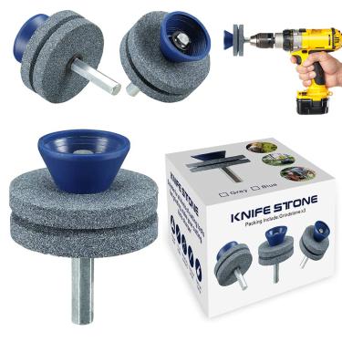 Imagem de 【2020 Novo】 Apontador de lâmina de cortador de gramado resistente ao desgaste universal, camada dupla de qualidade, cortador de grama, cortador de lâmina para qualquer broca de perfuração de energia, moedor de camada dupla, não é fácil de danificar (cinza)