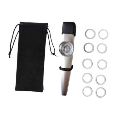Imagem de Dynwave Diafragmas de flauta Kazoo Kazoo para crianças, boa companhia, lembrancinha de festa, bocal, capa protetora contra poeira, instrumento musical para, Prata