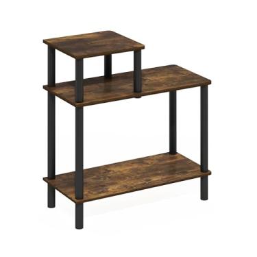 Imagem de Furinno Besi Industrial Multipurpose Prateleira Display Rack com Moldura de Metal, 3 Níveis, Carvalho Finn