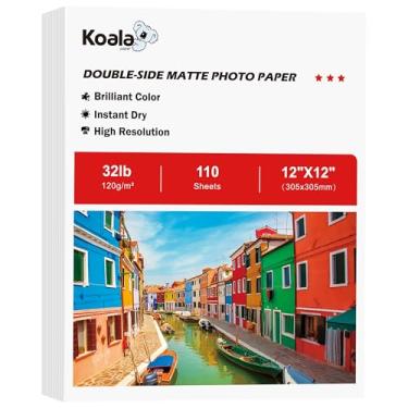Imagem de Koala Papel de apresentação fino fosco dupla face para impressão de fotos 30 x 30 cm, 110 folhas, papel fotográfico quadrado, 14,5 kg, compatível com impressora a jato de tinta