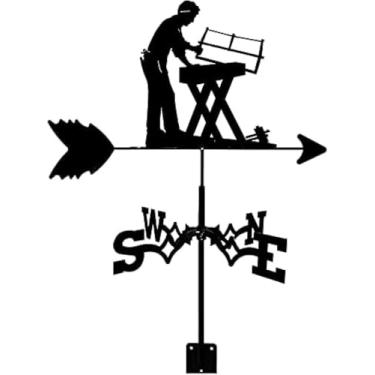 Imagem de Requintado Ornamento De Cata-vento De Metal Cata-vento Serra De Metal Cata-vento De Carpinteiro Para Telhado Externo Jardim Montagem Decoração De Quintal Cata-vento Quintal Indicando Indica