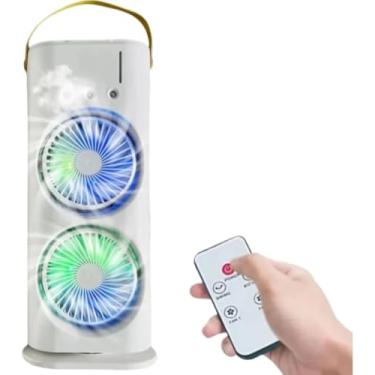 Imagem de Mini Climatizador Ventilador Duplo GiratOrio Com Rgb Portatil