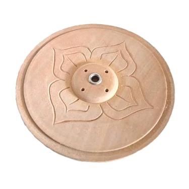 Imagem de Aroma Valley Suporte de incenso de madeira design de lótus | Queimador de incenso de madeira ecológico esculpido à mão | Presente de inauguração de casa | Suporte para 4 palitos regulares e 1 tibetano