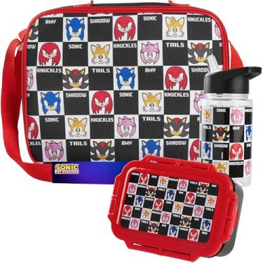 Imagem de Get Trend Conjunto infantil Sonic the Hedgehog para garrafa de água, lancheira, lancheira com isolamento de sombra, para presente de viagem escolar para crianças (Red Sonic)