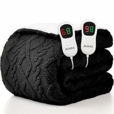 Imagem de JKMAX Cobertor elétrico aquecido – 10 níveis de aquecimento, desligamento automático, proteção contra superaquecimento ultramacio, tamanho Queen 213 x 228 cm, preto