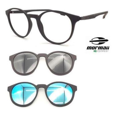 Imagem de Armação Grau Oculos Redondo Mormaii Swap 6071 +2 Clipons C.a, Cinza, A