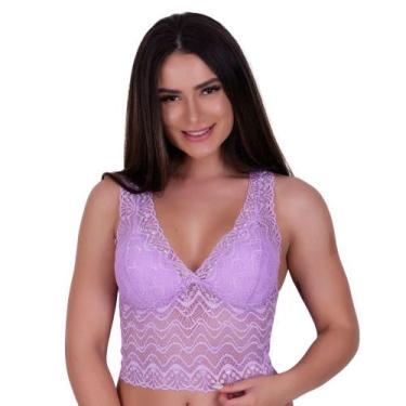 Imagem de Blusa de Renda Cropped com Bojo Alça Larga Cris - NAKA MODAS, Lilás, M