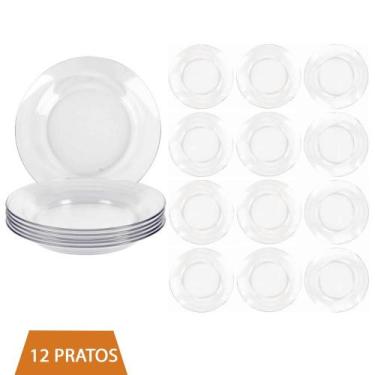 Imagem de Conjunto 12 Pratos Vidro Fundo Astral 22cm Refeição Nadir - NADIR FIGU