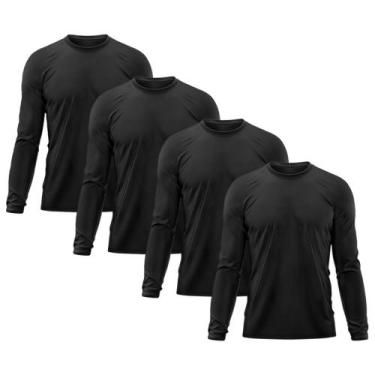 Imagem de Kit 4 Camisetas Masculina Térmica Proteção Solar UV  50/ Academia Tshi