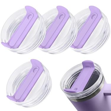 Imagem de Pacote com 4 tampas de substituição para copo Stanley de 1,134 g, tampas de substituição transparentes à prova de derramamento adequadas para copo de viagem Stanley, capa de acessórios reutilizável