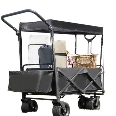 Imagem de Carrinho de praia de rodas mais largo e grosso, carrinho de supermercado dobrável de grande capacidade de 150L pode adequado para viagens de acampamento de compras