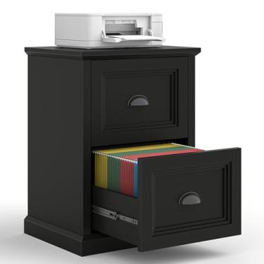 Imagem de Armário de arquivo vertical, armário de arquivo com 2 gavetas de arquivo, armário de arquivo pequeno de fazenda para tamanho carta/A4, suporte de impressora de madeira, armários sob a mesa para