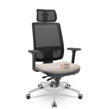 Imagem de Cadeira Brizza Tela 3D Slider Cromada Com Apoio NR17 Plaxmetal Ergonomica (Poliéster Fendi)