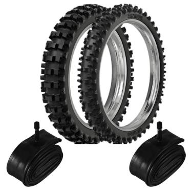 Imagem de Kit Pneu Yz 250F Cross Trilha 100/90-19 + 80/100-21 Sr39 Rinaldi + Camaras