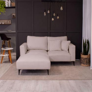 Imagem de Sofá 2 Lugares com Molas Ensacadas 170 cm e Puff Unne Bouclé Bege